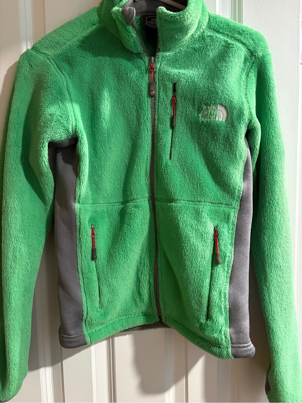 The North Face Green Fleece Jacket with Gray Side Panels